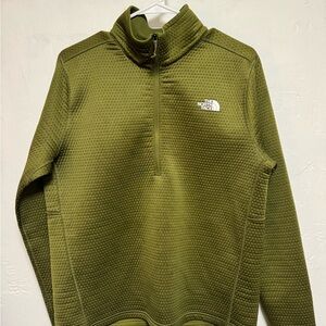 The North Face Men's Olive Green Dotknit Half-Zip Pullover